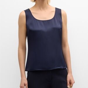 ST. JOHN CAVIAR Collection Corpcore Satin designer tank top blouse /pant set
